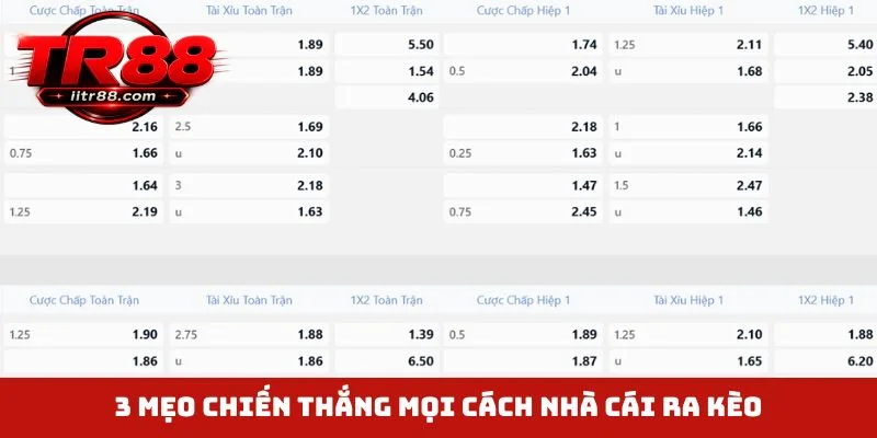 3 mẹo chiến thắng mọi cách nhà cái ra kèo